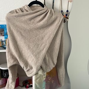 Cream colored cotton blend knit top